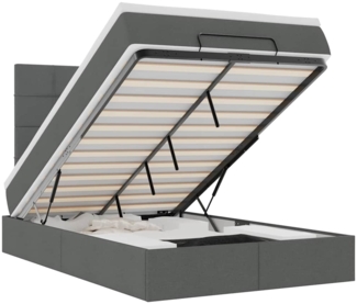 vidaXL Ottoman-Bett mit Matratze & LEDs Dunkelgrau 120x200 cm Stoff 3313997