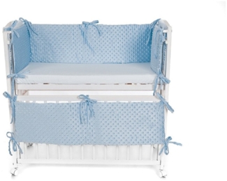 Baby Beistellbett Weiß mit Nestchen & Matratze – Komplettset-Blau