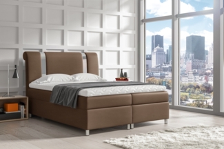 99rooms Asuncion Boxspringbett Kunstleder SOFT Hellbraun 180x200 cm