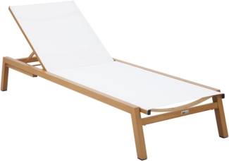 AXI Logan Gartenliege in Holz Look / Creme Sonnenliege aus Aluminium mit verstellbarer Rücklehne - 5 Positionen | beige | Metall | 193 cm