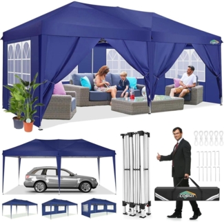 COBIZI Faltpavillon 3x6 Pavillon Wasserdicht Winterfest Pop Up Navy Blau