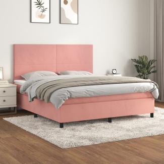 vidaXL Boxspringbett mit Matratze Rosa 180x200 cm Samt 3142922