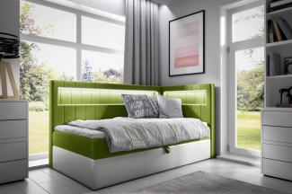 Boxspringbett Gästebett Kinderbett FABIAN Nr. 3 80x200cm Weiss-Grün Seite Rechts