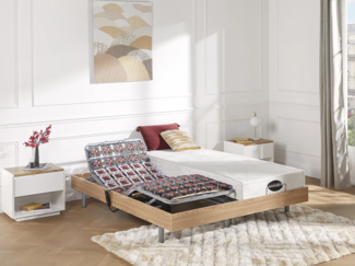 Relax-Bettgestell 2x78 Modulteller - 2 x 90 x 200 cm - Eichefarben - DREAMEA