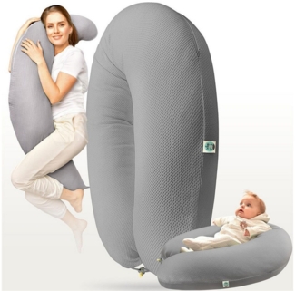 SEI Design Stillkissen StillkissenXXL Seitenschläferkissen 190x30 – Ergonomisch Baumwollbezug, Schwangerschaftskissen mit Bezug, elastischer Waffeljersey Bezug