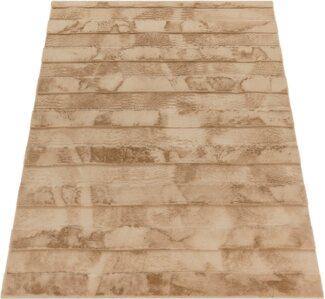 Paco Home Hochflor-Teppich Arnheim 744, rechteckig, Höhe: 24 mm, Uni Farben, gestreift, besonders weich, Hoch-Tief Effekt