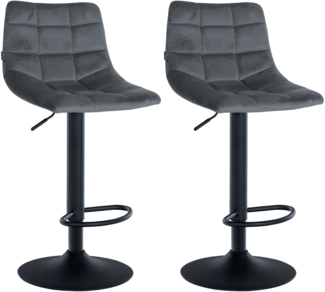 DELUKE® Barhocker 2er Set DUBAI - Dunkelgrau, Samt, Schwarz Barhocker mit Lehne Barstuhl Tresenhocker Tresenstuhl Kneipenhocker Kneipenstuhl