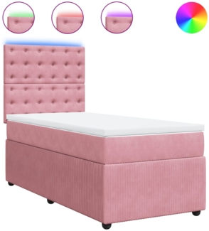 vidaXL Boxspringbett mit Matratze Rosa 90x200 cm Samt 3294555