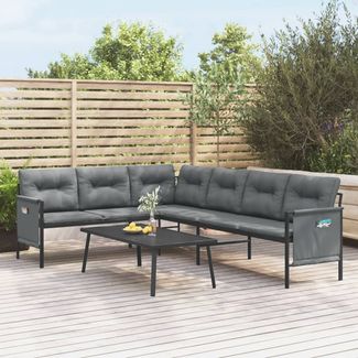 vidaXL Garten-Ecksofa Anthrazit Stahl und Textilene 362812