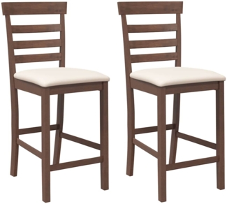 vidaXL Barhocker mit Kissen 2 Stk. Braun Massivholz Gummibaum 4102537