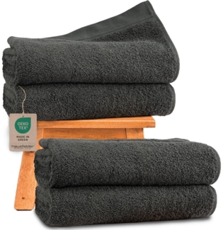Hausfelder Duschtücher Badetücher Duschtuch 4er Set (Anthrazit, 4 Duschhandtücher 70x140 cm), (Set, 4-St), 100% Baumwolle, weich, saugfähig, Uni-Farben