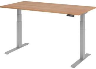Sitz-Steh-Schreibtisch elektrisch 160x80 cm Nussbaum/Silber