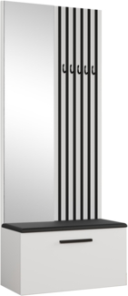 AX LIVING Kleiderschrank mit Spiegel Rosanno II - 80,6 cm Weiß JS100