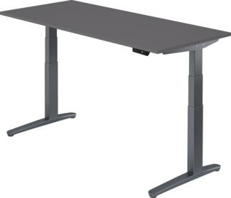 bümö elektrisch höhenverstellbarer Schreibtisch 180x80 cm mit Memory-Steuerung - Design Schreibtisch höhenverstellbar elektrisch, elektrischer Schreibtisch graphit, Gestell graphit, XBHM-19-G-GG