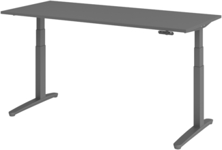 bümö elektrisch höhenverstellbarer Schreibtisch 180x80 cm mit Memory-Steuerung - Design Schreibtisch höhenverstellbar elektrisch, elektrischer Schreibtisch graphit, Gestell graphit, XBHM-19-G-GG