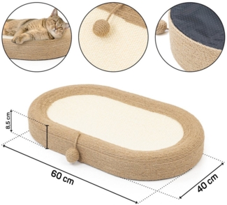Canadian Cat Company Kratzbrett Katzen Kratzlounge, Kratzpad, Katzenbett aus Sisal, Kratzlounge Sally, oval, ca. 60 x 40 x 8,5 cm