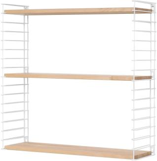 METALTEX 377607337 Bücherregal TOMADO mit 3 Ablagen aus Buchenholz u. Seitengittern in weiß / Hängeregal / TOMADO-Regalsystem