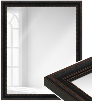 WANDStyle Wandspiegel H390 aus Massivholz in Schwarz 56 x 106 cm im Stil Landhaus