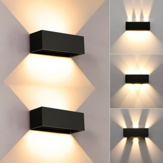 oyajia Wandleuchte Modern Quader LED Wandlampe 12W,Außen/Innen Aluminium-Wandleuchte 20cm, LED fest integriert, Warmweiß, Verstellbarer Strahl, IP65 Wasserdicht für Wohnzimmer, Hallen, Hotel