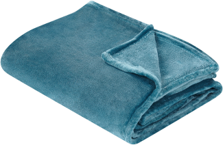 Kuscheldecke BAYBURT Stoff 200 x 220 cm Blau Kein Muster