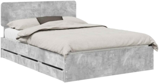 vidaXL Bettrahmen mit Kopfteil Beton Grau 140 x 190 cm Ingenieurs Holz 3412181