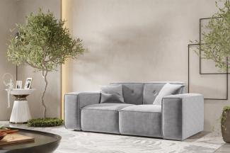 Sofa Designersofa CESINA 2-Sitzer in Stoff Perfect Harmony Grau