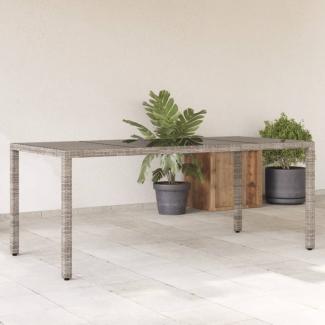 vidaXL Gartentisch mit Glasplatte Grau 190x90x75 cm Poly Rattan 365594