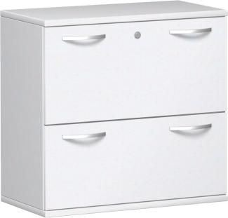 Registraturschrank, 2 Hängeregistraturen, 80x42x77cm, Weiß