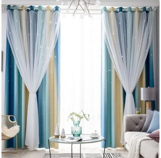 FOUORTUNATE-BEE Gardine Vorhänge Blickdicht Kinderzimmer Halbtransparent (2 St), Geeignet für Schlafzimmer und Wohnzimmer