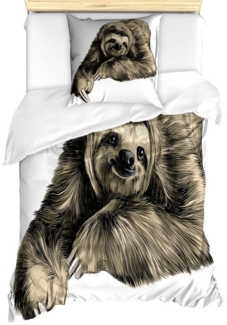 Abakuhaus Bettwäsche Milbensicher Allergiker geeignet mit Kissenbezug, Microfaser, Faultier Tropical Tier Lächeln