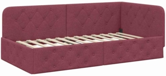 vidaXL Eckbettgestell mit Kopfteil Weinrot 100x200 cm Stoff 42016506