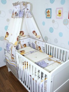 Primawela Babybettwäsche Baby Bettset- 6 teiliges Set mit Vollstoff Himmel Bettwäsche Nestchen