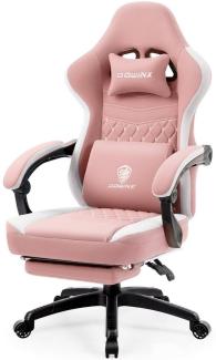 Dowinx Gaming-Stuhl Stoff-Massage-Gaming-Stuhl mit Fußstütze, ergonomisches Design, Gamer-Stuhl, maximale Belastbarkeit 160kg, Rosa