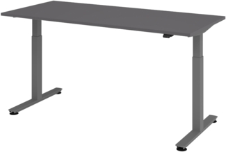 bümö elektrisch höhenverstellbarer Schreibtisch Graphit 180x80 cm, Gestell: Graphit - Büroschreibtisch höhenverstellbar elektrisch, elektrischer Bürotisch & Gaming Tisch, Stehschreibtisch, XMST-19-G-G
