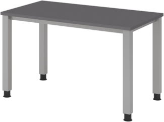 bümö manuell höhenverstellbarer Schreibtisch 120x67 cm in Graphit, Metall-Gestell in Silber - PC Tisch höhenverstellbar & klein, Mini-Homeoffice Tisch, kleiner Computertisch, QS6-12-G-S