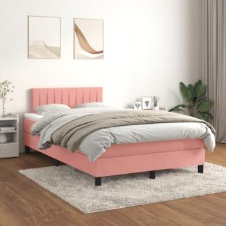 vidaXL Boxspringbett mit Matratze Rosa 120x200 cm Samt 3141418