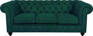 Home affaire Chesterfield-Sofa Duc 3-Sitzer, hochwertige Knopfheftung im Rücken, Samtoptik mit changierender Optik