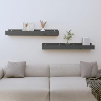 vidaXL Wandregale 2 Stk. Grau 80x12x9 cm Massivholz Kiefer 823591