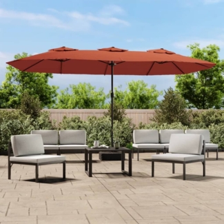 vidaXL Doppel-Sonnenschirm Terrakottarot 449x265 cm 362950