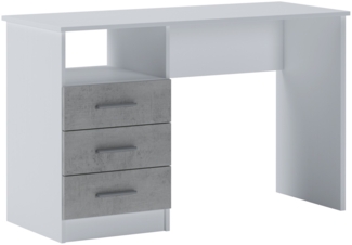 Dmora Schreibtisch Ardauli, Mehrzweckschreibtisch, Bürotisch für PC, Eckschreibtisch, 120x48h75 cm, Weiß und Zement