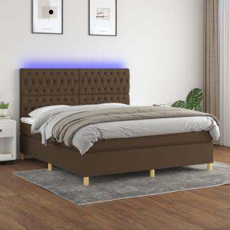 Boxspringbett mit Matratze & LED Stoff Dunkelbraun 160 x 200 cm, Härtegrad: H2 [3135688]