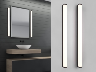 LED Badezimmer Wandleuchten 2er Set in Schwarz - Spiegelleuchten, Breite 80cm