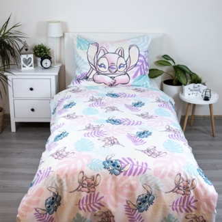 Lilo & Stitch Baumwoll-Bettwäsche 140x200 cm Deckenbezug + 70x90 cm Kissenbezug mit Reißverschluss