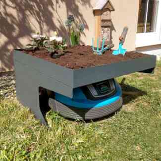 Mendler 'HWC-G60' Mähroboter Garage mit Pflanzkasten, Metall, 37 x 60 x 70 cm, Anthrazit