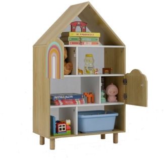 COSTWAY Kinderregal, Bücherregal Kinder in Hausform, Spielzeugregal Holz