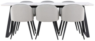 ebuy24 Essgruppe Malaga Essgruppe Esstisch 90x200 cm weiß und 6 Skag, (7-tlg)