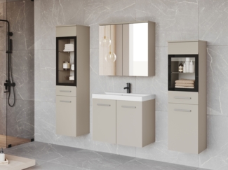 Badmöbel-Set Madrit II (Farbe: Cashmerebeige, mit Siphon, ohne Beleuchtung)