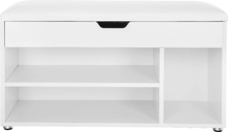 Vasagle Schuhbank mit 3 Fächern und Stauraum, Holzspanplatte Weiß, 80 x 30 x 44 cm