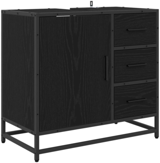 vidaXL Badezimmer Waschbecken Schrank mit Regal Schwarz Eichen-Optik 883626