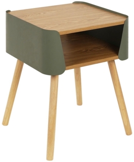 Nachttisch Birte / 300.001738 , Holzwerkstoff, Stahl , Grün, Holzfarben , 40 x 55 x 40 cm
